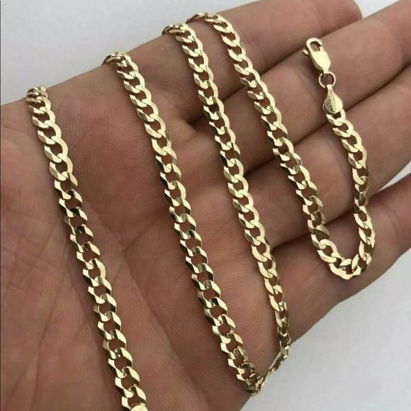 REAL Solid 10K Gold Men’s Cuban Chain 5mm 22” NEW